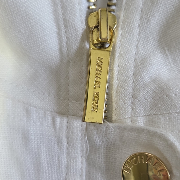 Michael Kors White Utility Jacket with Gold Buttons - Picture 4 of 6